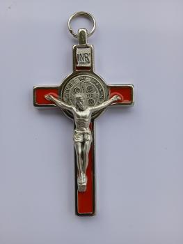 Benedictine cross metal red 7.5 x 5 cm